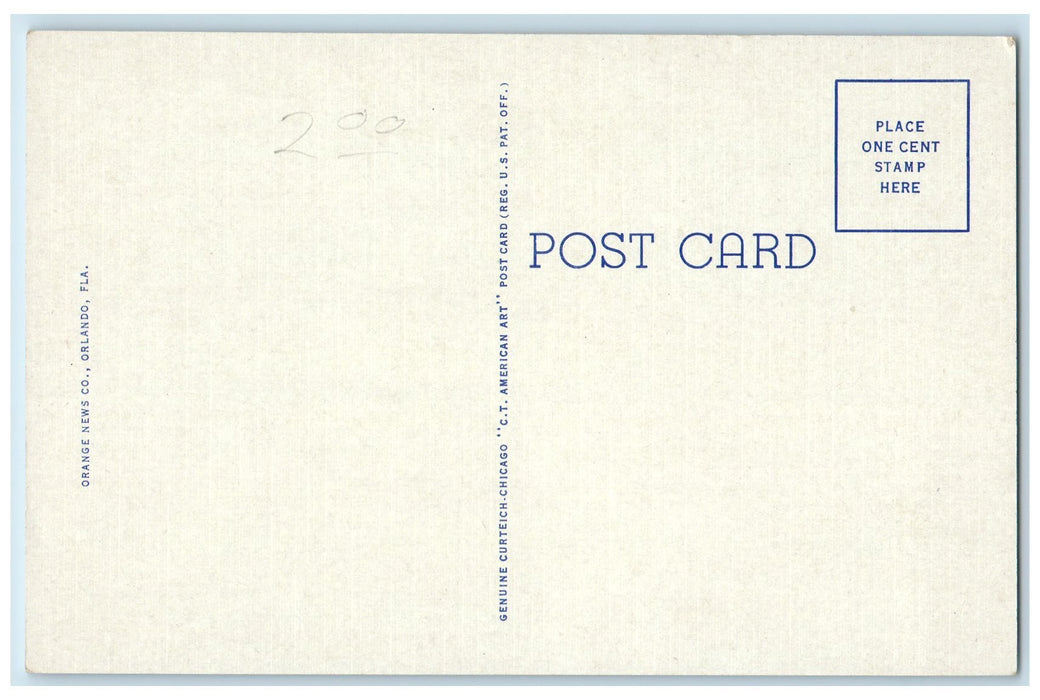 c1940's Methodist Church South Building Entrance Kissimmee Florida FL Postcard