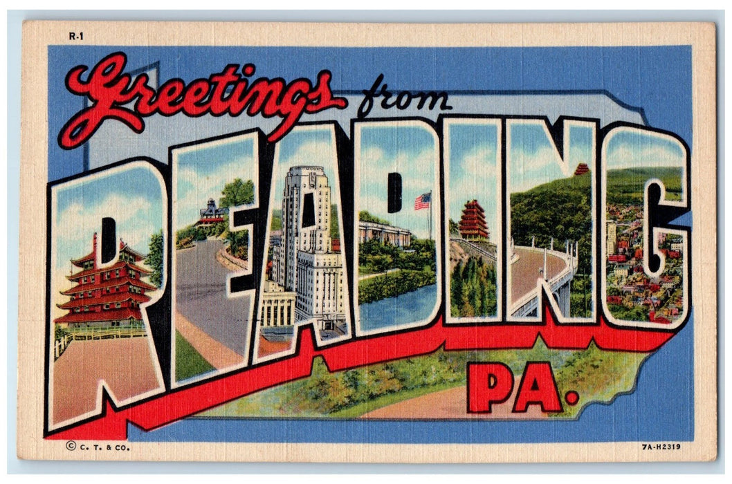 1949 Large Letter Greetings From Reading Pennsylvania PA Posted Vintage Postcard