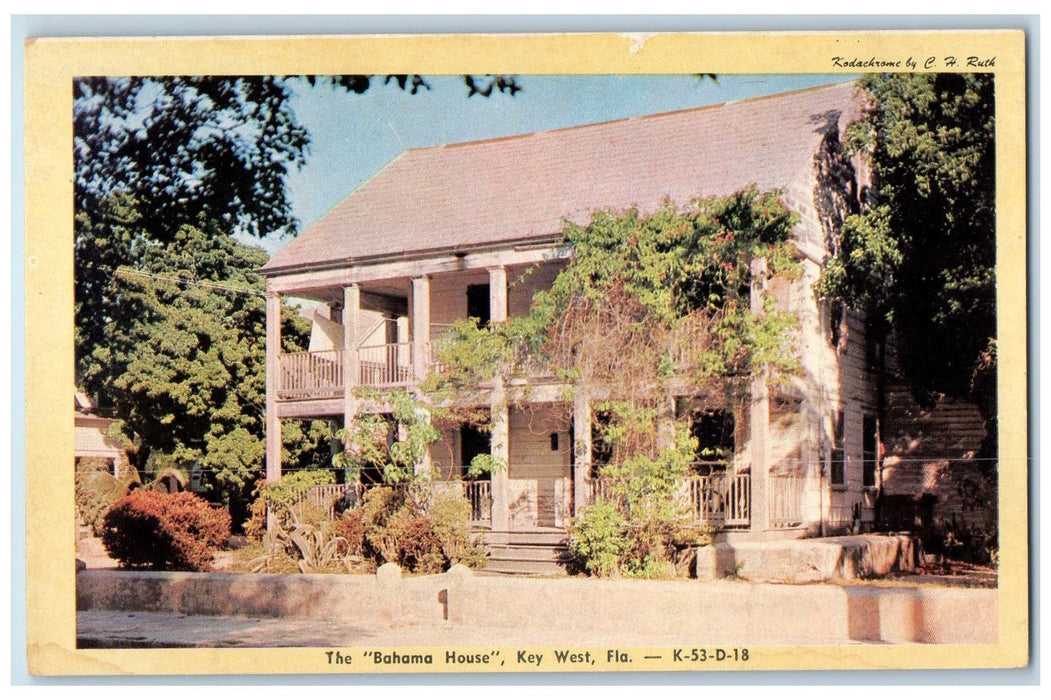 c1920 The Bahama House Old Building Porch Entrance Key West Florida FL Postcard