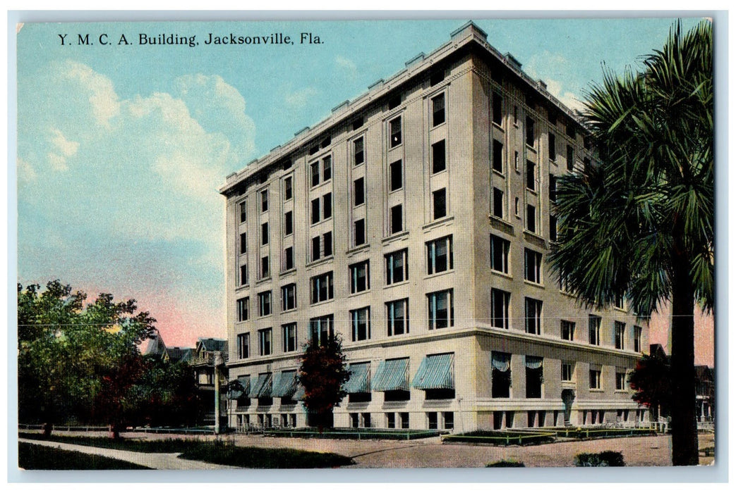 c1950's YMCA Building Road Pathways Trees View Jacksonville Florida FL Postcard