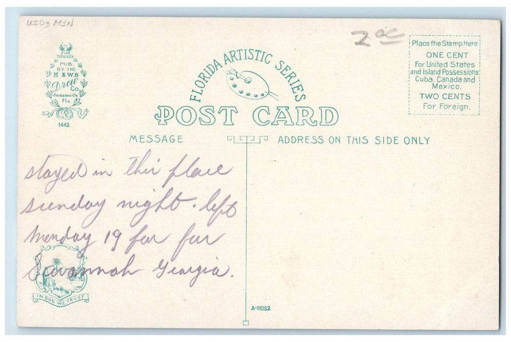c1950's YMCA Building Road Pathways Trees View Jacksonville Florida FL Postcard