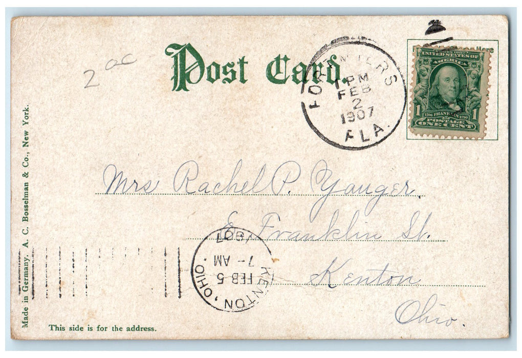 1907 Government Building Clock Tower Dirt Road Jacksonville Florida FL Postcard