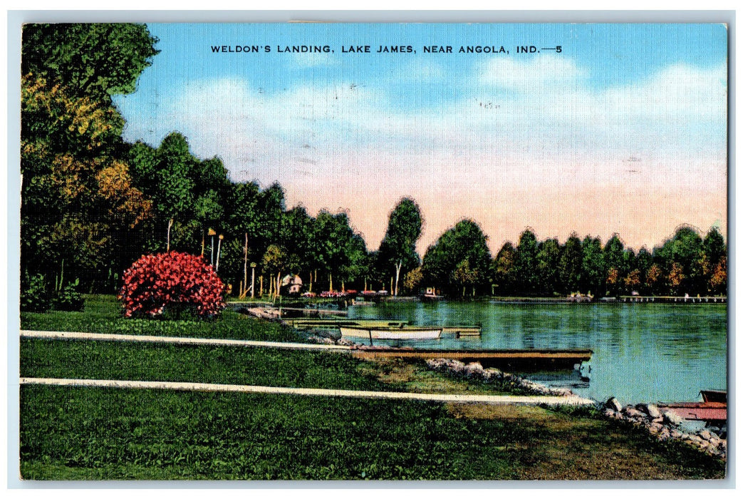 1948 Weldon's Landing Lake James Near Angola Indiana IN Posted Vintage Postcard