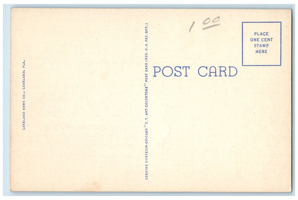 c1940 Hotel Polk Restaurant Building Classic Cars Stairs Haines City FL Postcard