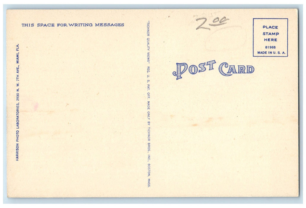 c1940's Hollywood Boulevard Buildings Stores Road Hollywood Florida FL Postcard