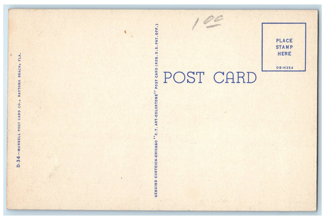 c1940 Halifax River Yacht Club Wharf Boats Dock Birds Daytona Beach FL Postcard