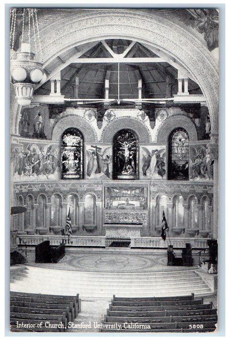 c1960's Interior Of Church Stanford University California CA Unposted Postcard