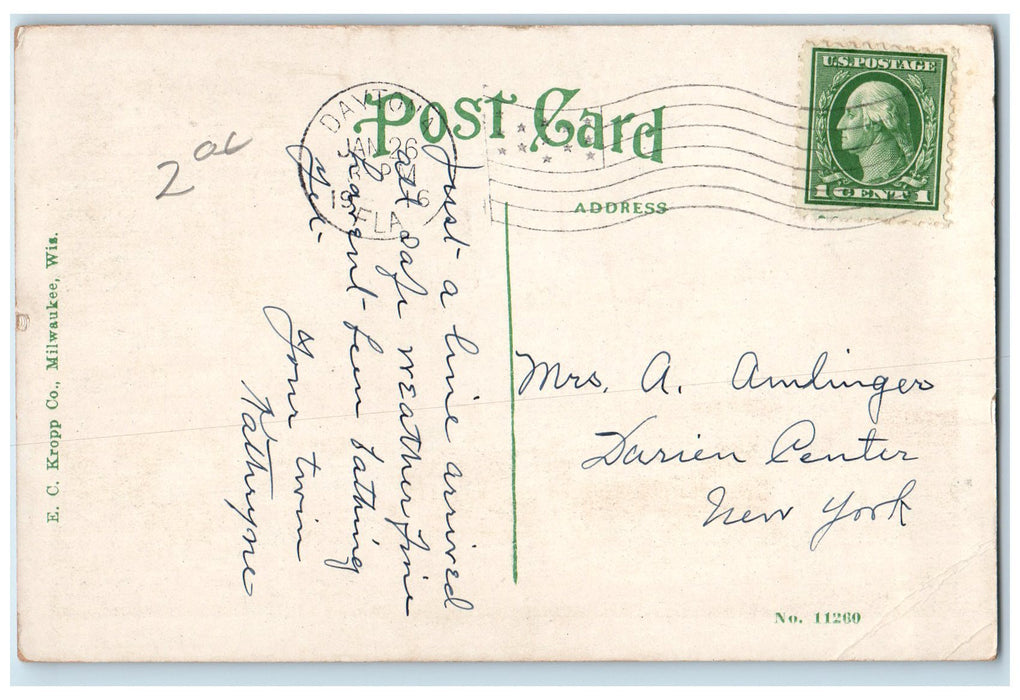 1916 Band Stand Shed Crowd Classic Cars Buildings Daytona Florida FL Postcard