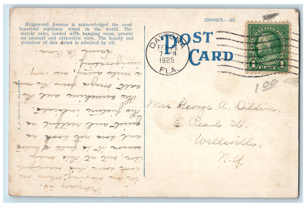 1925 Ridgewood Avenue Houses Dirt Road Tree Carriage Daytona Florida FL Postcard