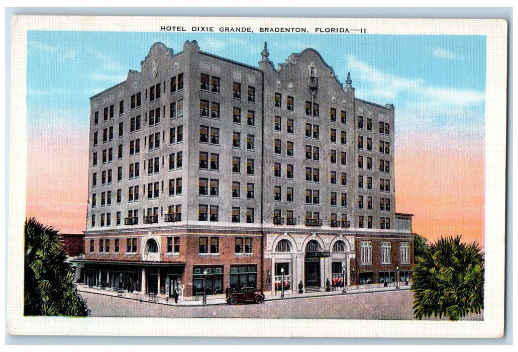 c1920's Hotel Dixie Grande Restaurant Building Entrance Bradenton FL Postcard