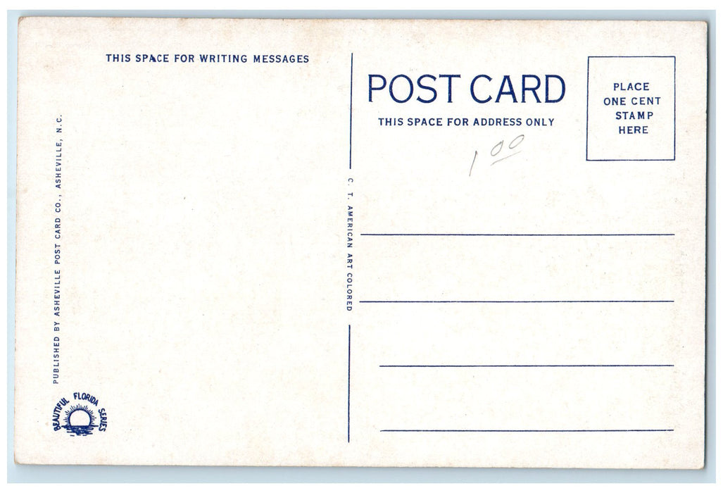 c1920's Central High School Campus Building Flag Clearwater Florida FL Postcard