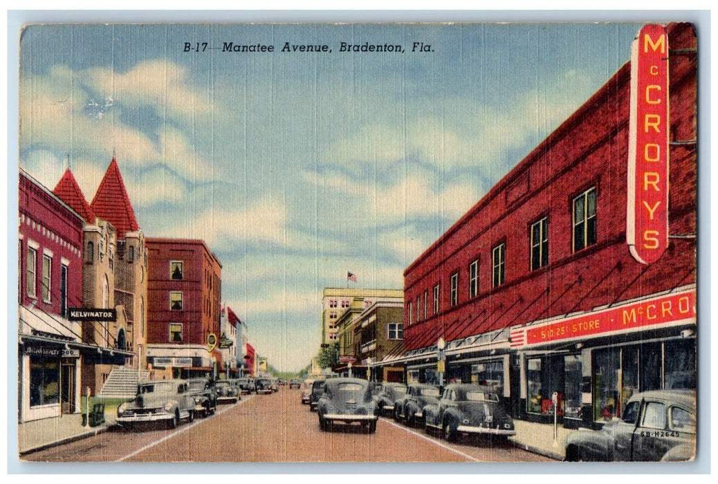 1955 Manatee Avenue Building Store Classic Cars Bradenton Florida FL Postcard
