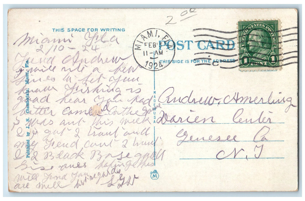 1924 Tarpon Triplets Caught Fishing On Hook In Biscayne Bay Florida FL Postcard