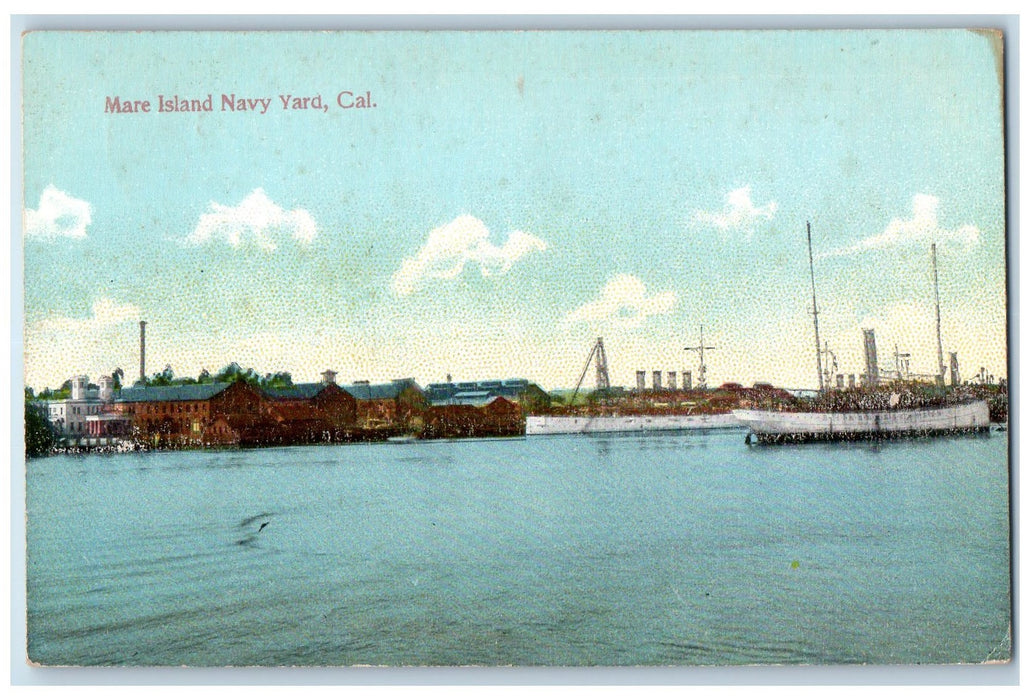 c1910s Mare Island Scene Navy Yard California CA Unposted Steamship Postcard