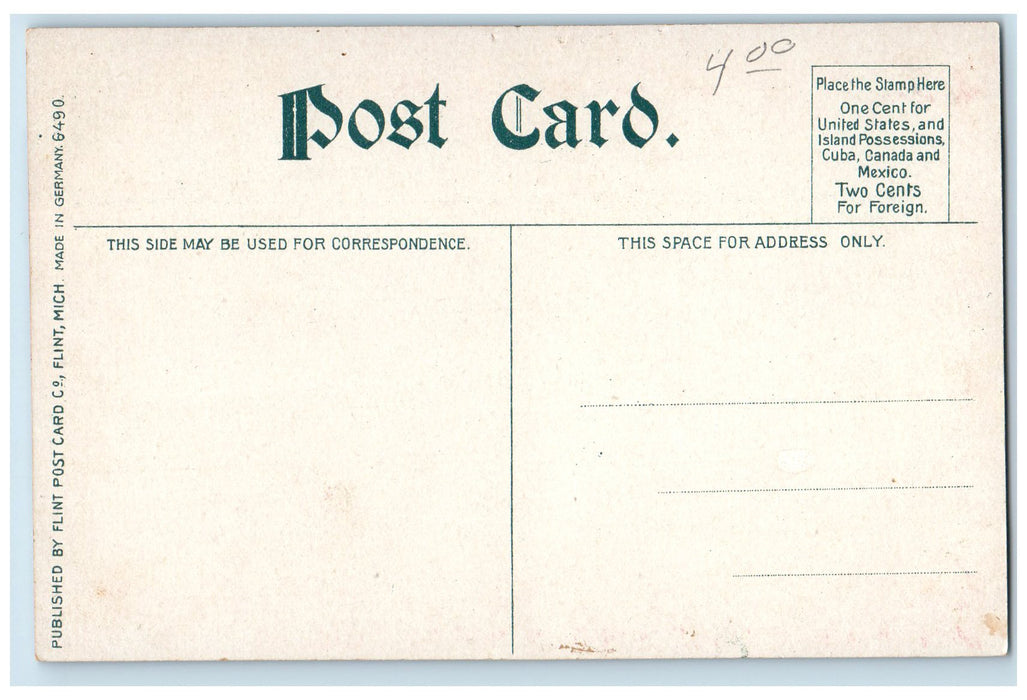 c1950 Saginaw Street Truss Arch Railway Stores Horse Carriage Flint MI Postcard