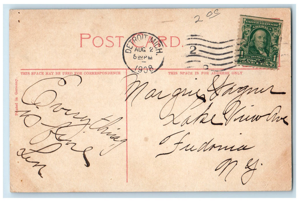 1908 Characteristic Scene Group Of Tourist Boating Bridge Lake Flint MI Postcard