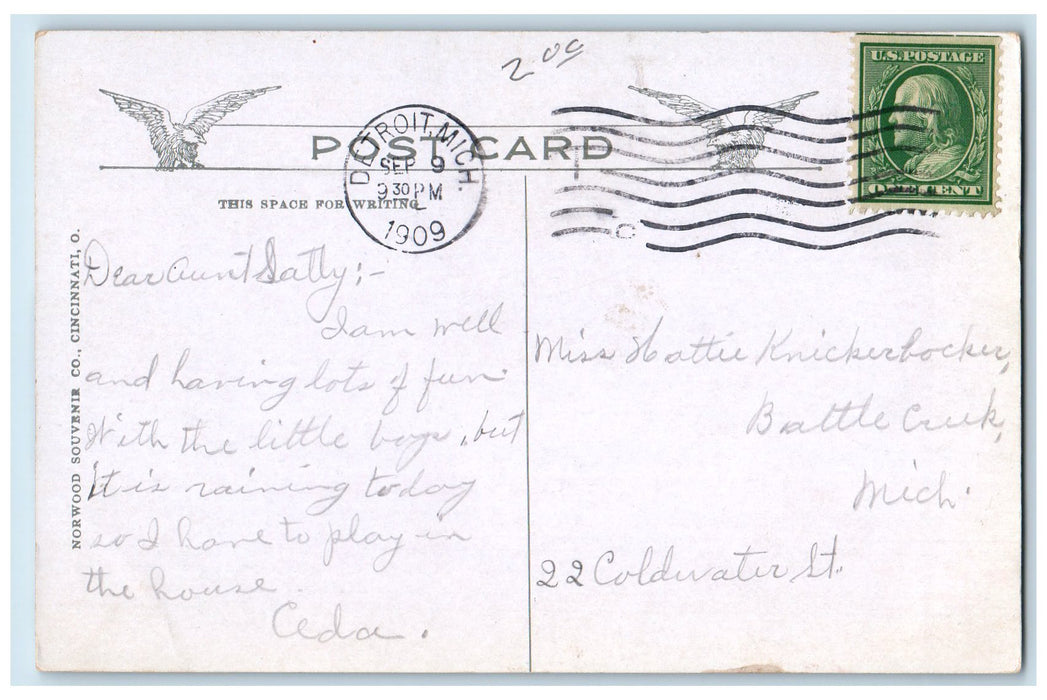 1909 Pavilion Belle Isle Boating Lake River Building Detroit MI Posted Postcard