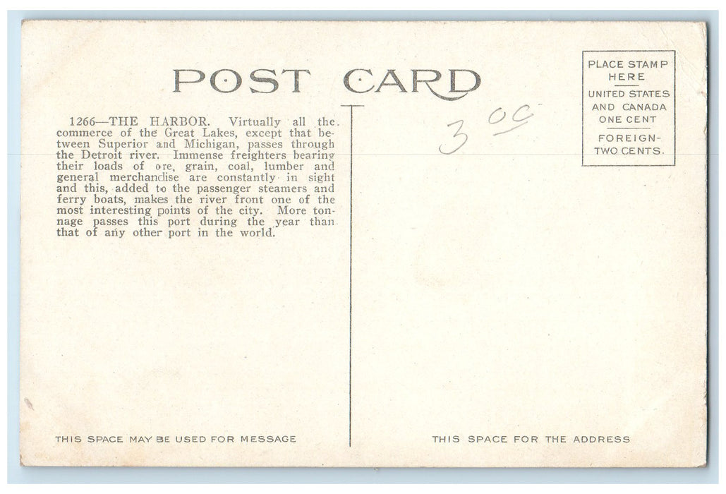 c1950's Harbor Scene Ships Boats Landing Dock Passenger View Detroit MI Postcard