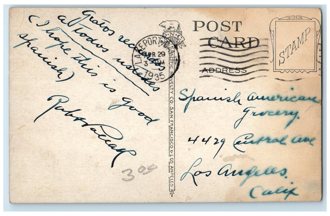 1935 Partial View From Across The Lake Laurel Dell Lake County CA Boat Postcard