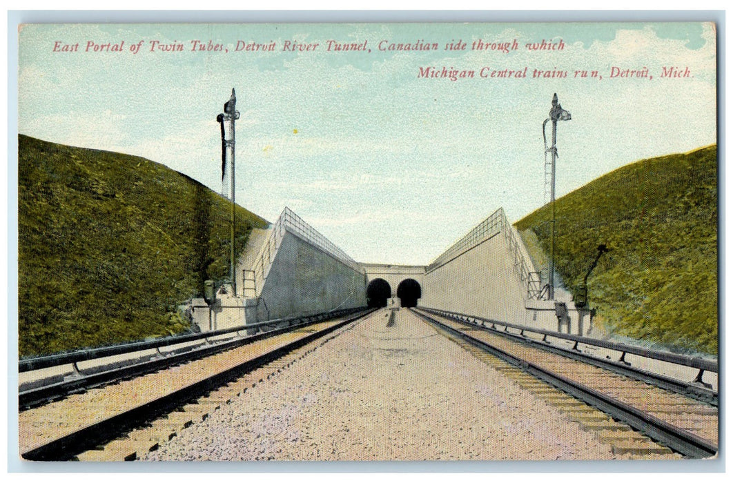 c1950's East Portal Tubes Detroit River Tunnel Railroad View Detroit MI Postcard