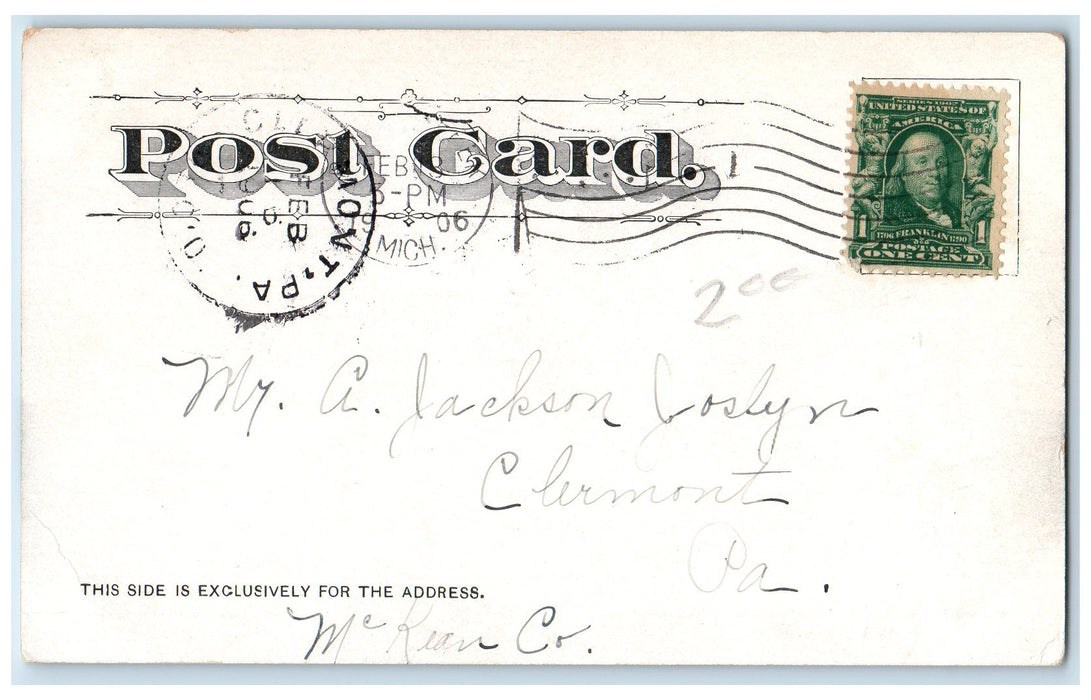 1906 Public Library Willard Memorial Front Building Battle Creek MI Postcard