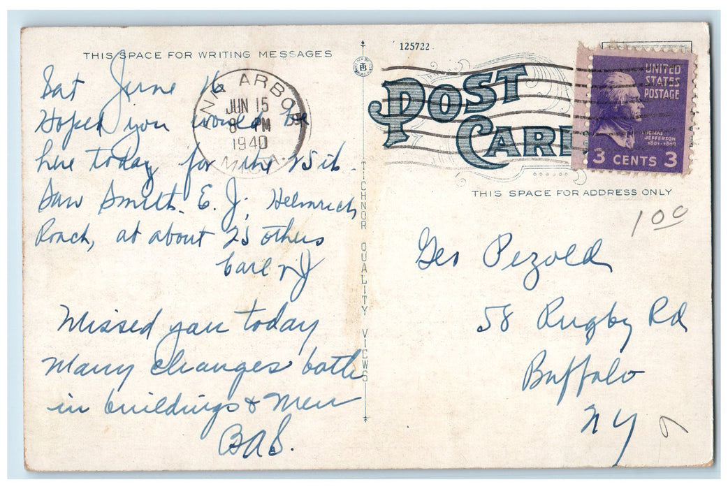 1940 Alumni Memorial Hall University Of Michigan Building Ann Arbor MI Postcard