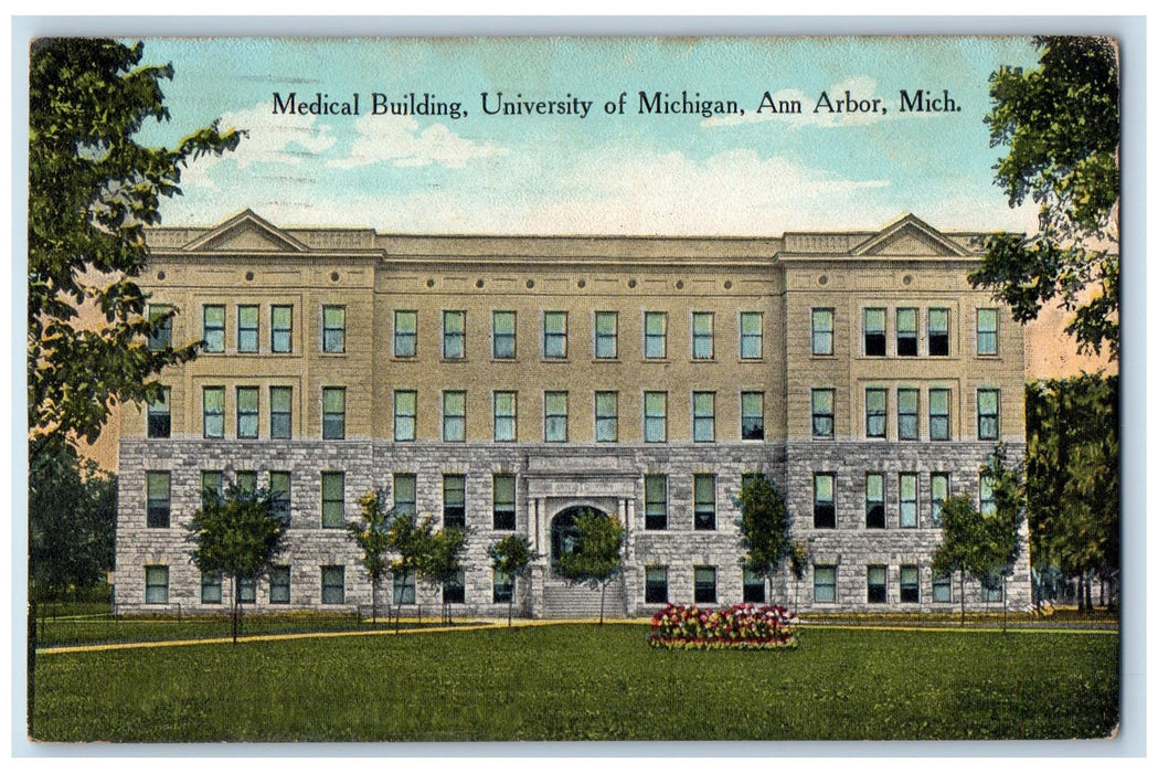 1916 Medical Building University Of Michigan Flowers Beads Ann Arbor MI Postcard