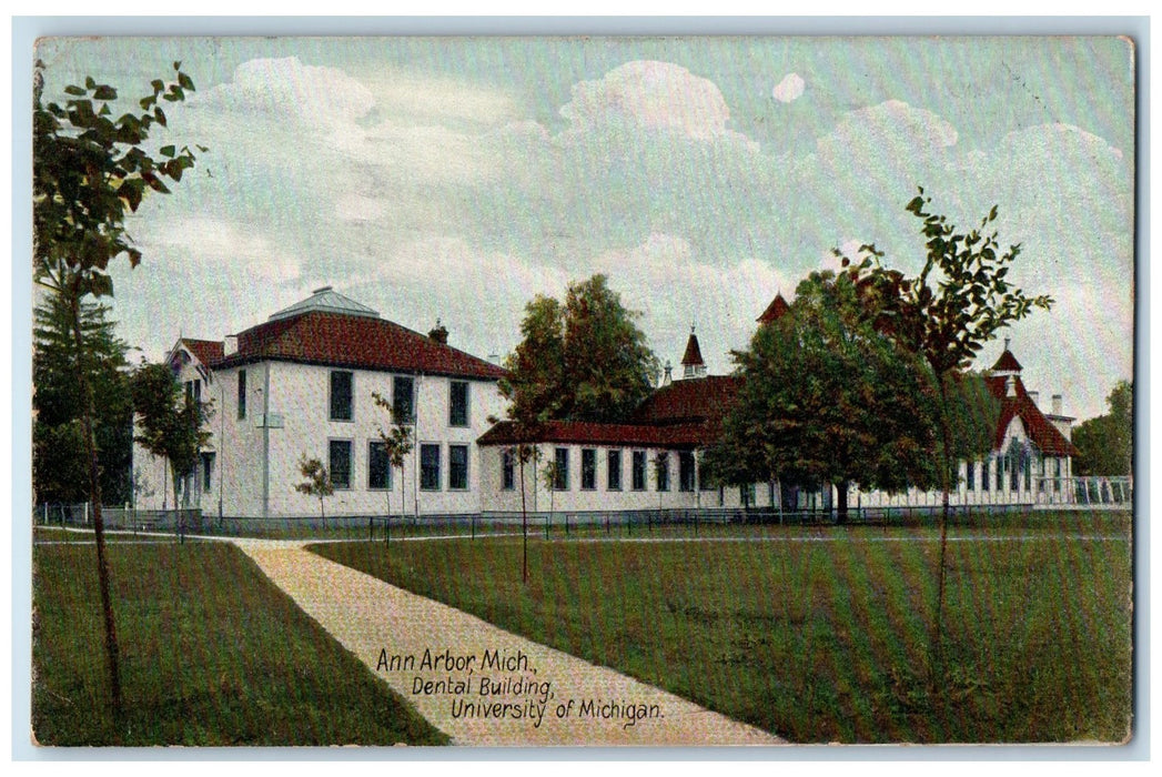 1910 Dental Building University Of Michigan Pathway Tower Ann Arbor MI Postcard