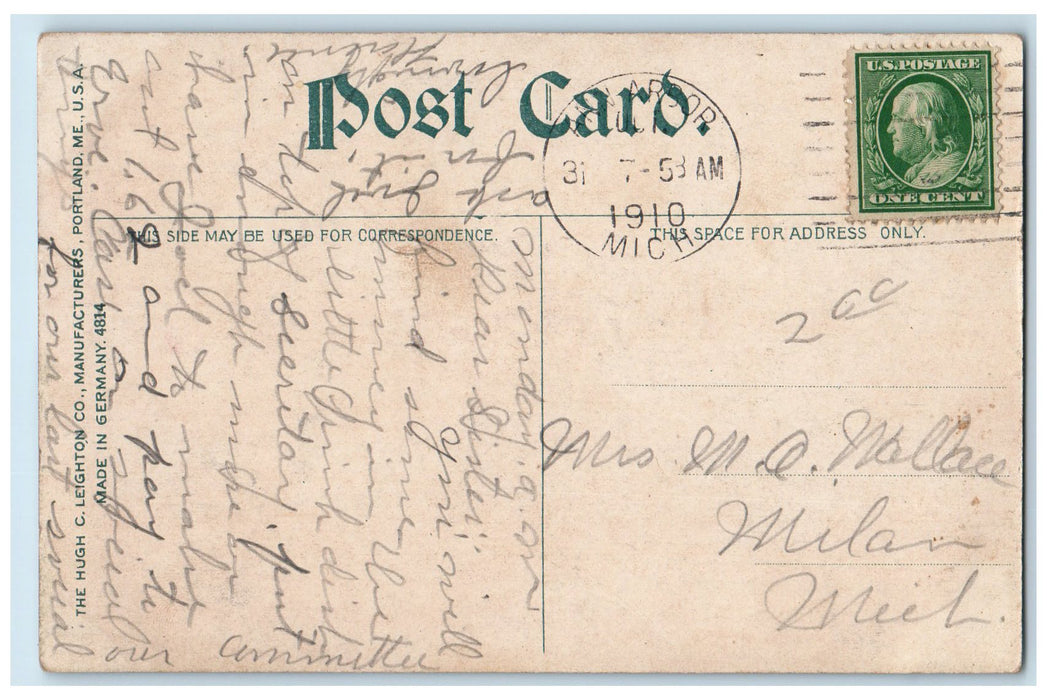 1910 Dental Building University Of Michigan Pathway Tower Ann Arbor MI Postcard