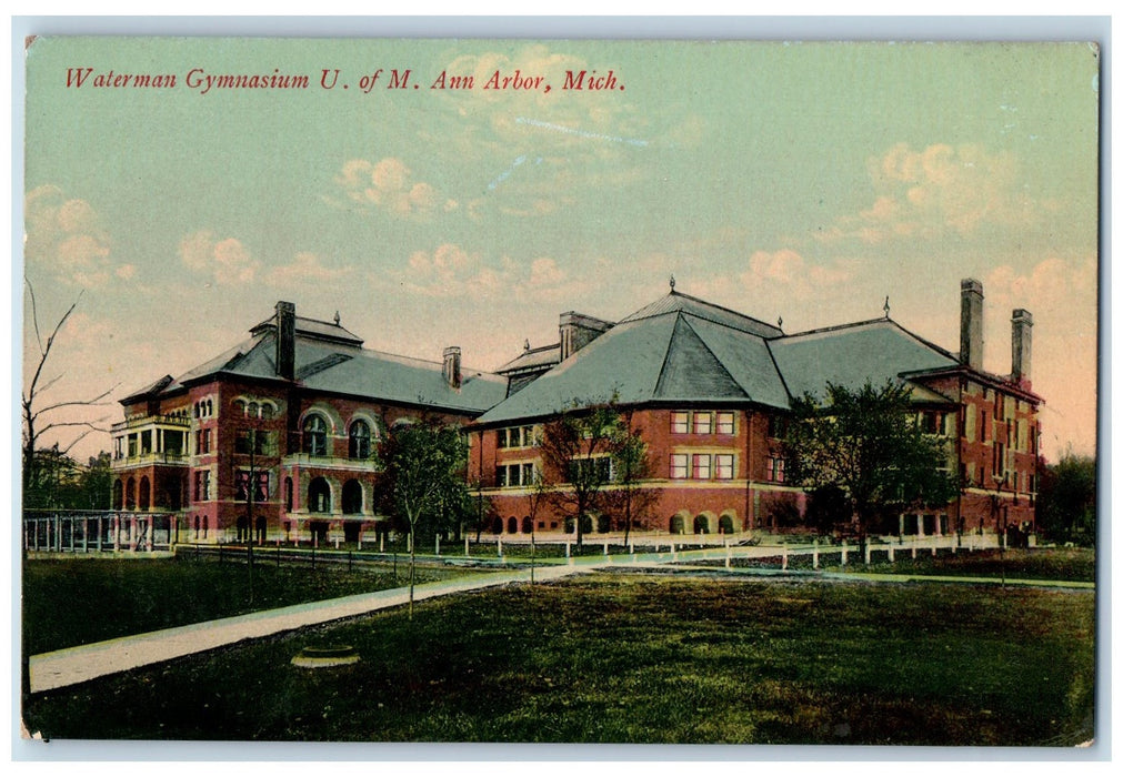 c1950's Waterman Gymnasium University Of Michigan Building Ann Arbor MI Postcard