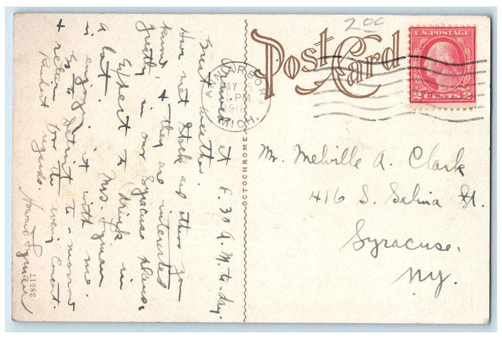 1918 Hill Auditorium University Of Michigan Building Road Ann Arbor MI Postcard