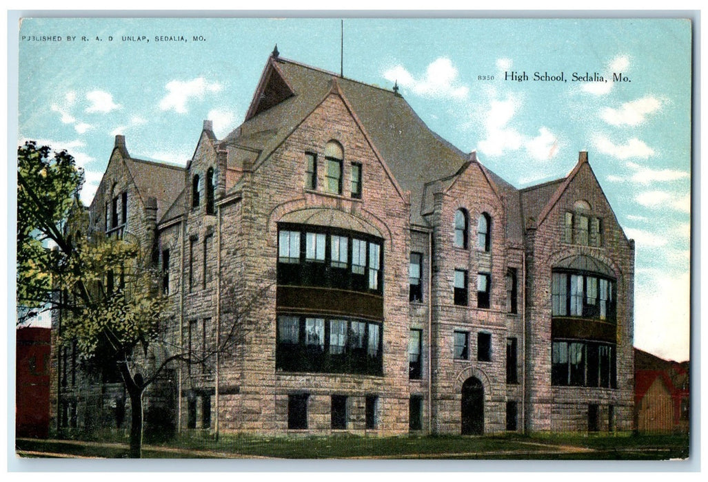 c1950's High School School Campus Building Entrance Sedalia Missouri MO Postcard