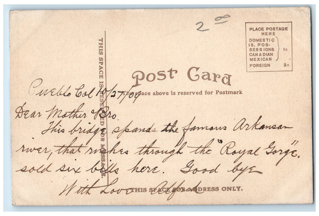c1950 Arkansas River Bridges Dividing North & South Pueblo Colorado CO Postcard