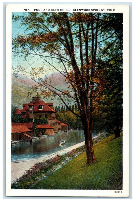 c1920 Pool Bath House Lake River Building Glenwood Springs Colorado CO Postcard