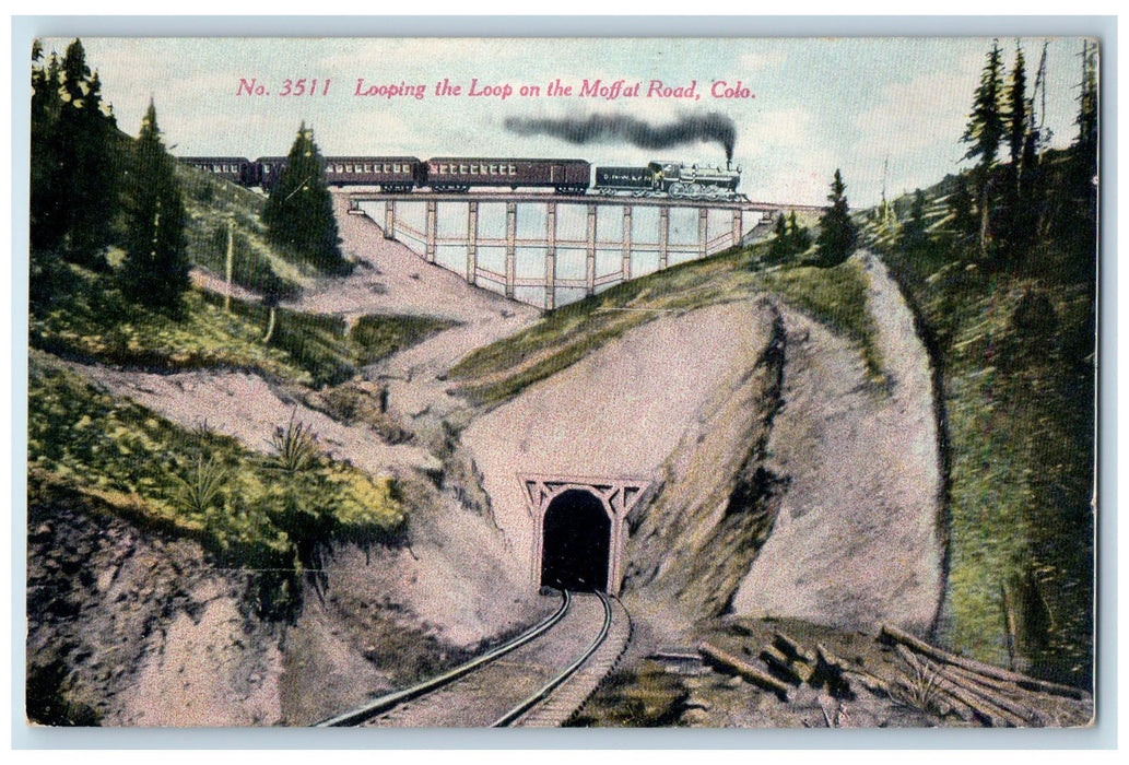 c1950's Looping The Loop Train Tunnel Bridge On Moffat Road Colorado CO Postcard