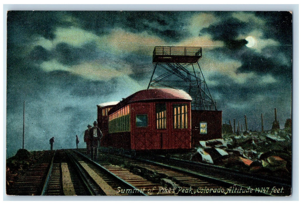 c1950's Summit Of Pikes Peak Rocky Mountains Railroad Tower Colorado CO Postcard