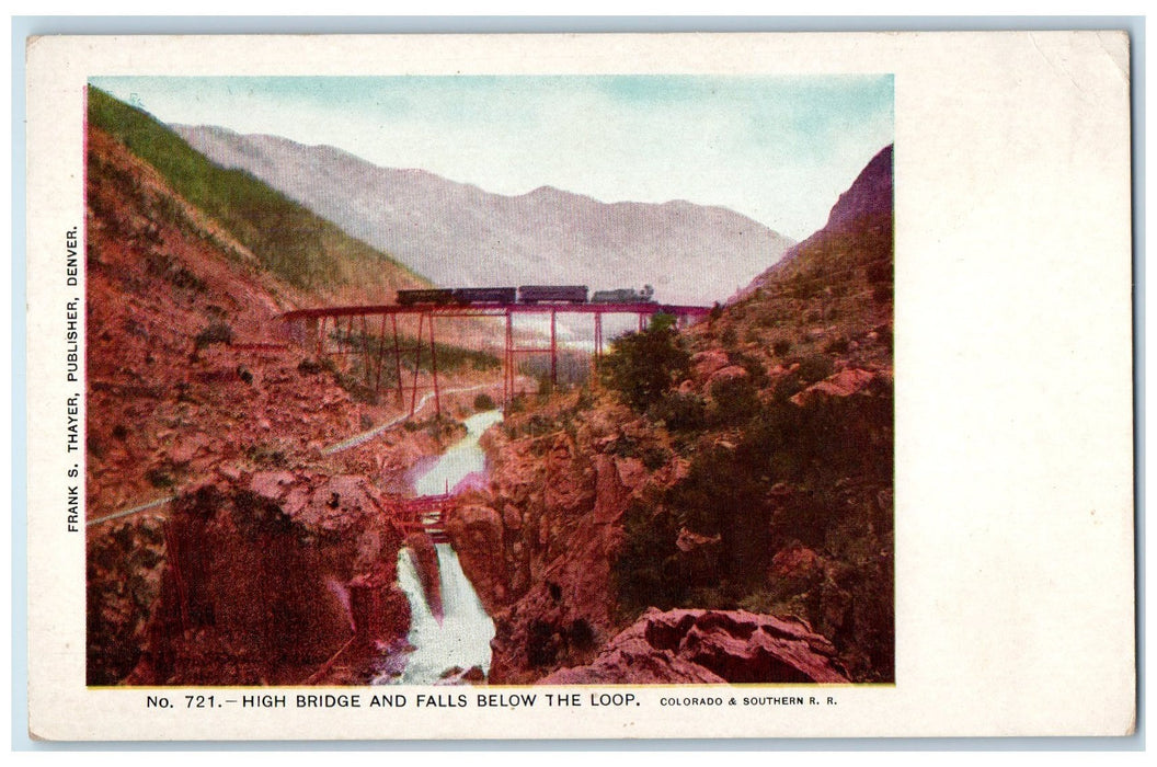 c1905 High Bridge & Falls Below The Loop Southern Railroad Colorado CO Postcard