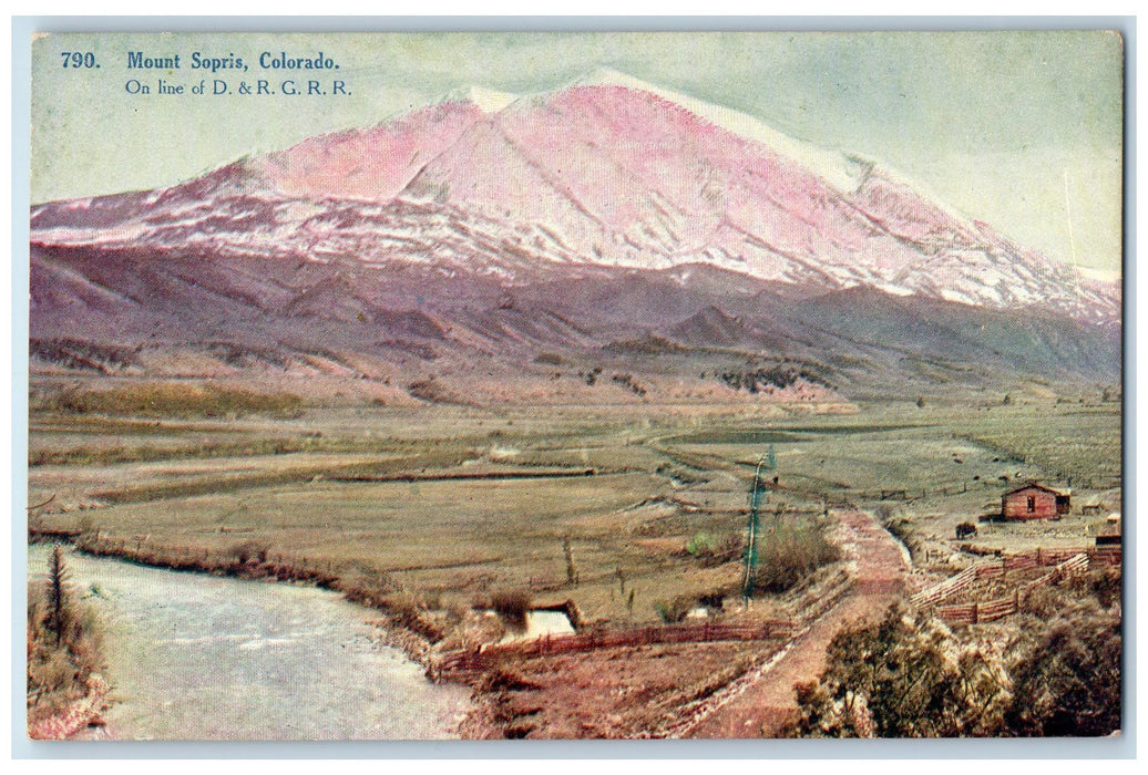 c1950's On Line Of D & RG Railroad Creek Field Mount Sopris Colorado CO Postcard