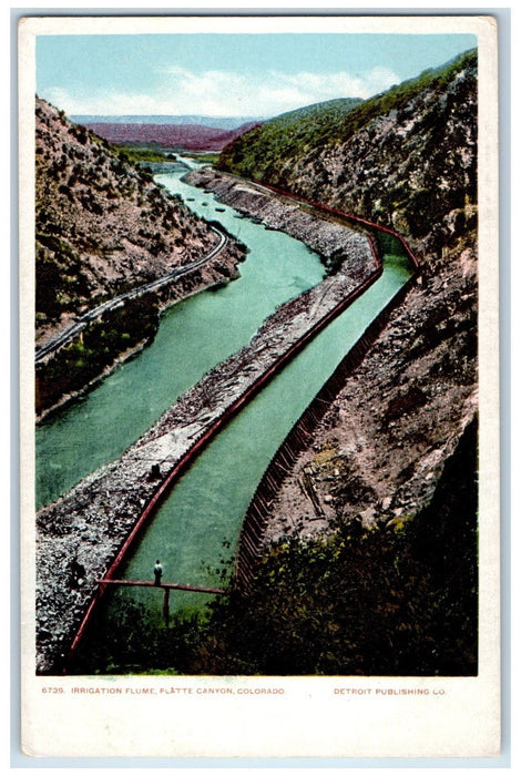 c1905's Irrigation Flume Hills Personnel View Platte Canyon Colorado CO Postcard