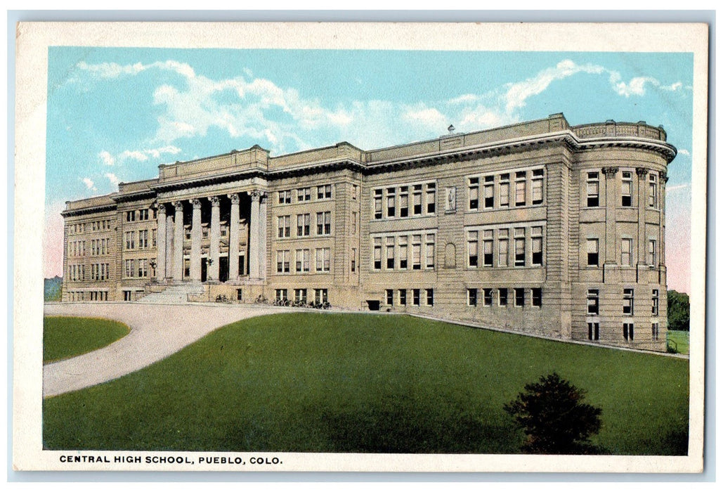 c1920's Central High School Campus Building Entrance Pueblo Colorado CO Postcard