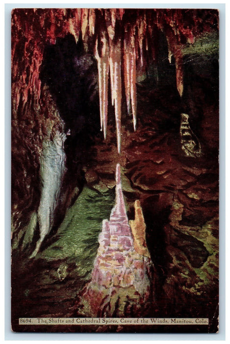 c1940 The Shafts & Cathedral Spires Caves Of Winds Manitou Colorado CO Postcard