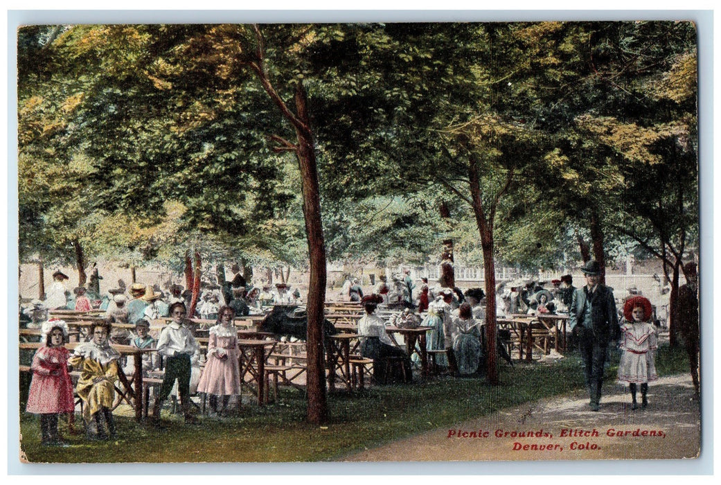 c1940's Picnic Grounds Elitch Gardens Kids Family Denver Colorado CO Postcard