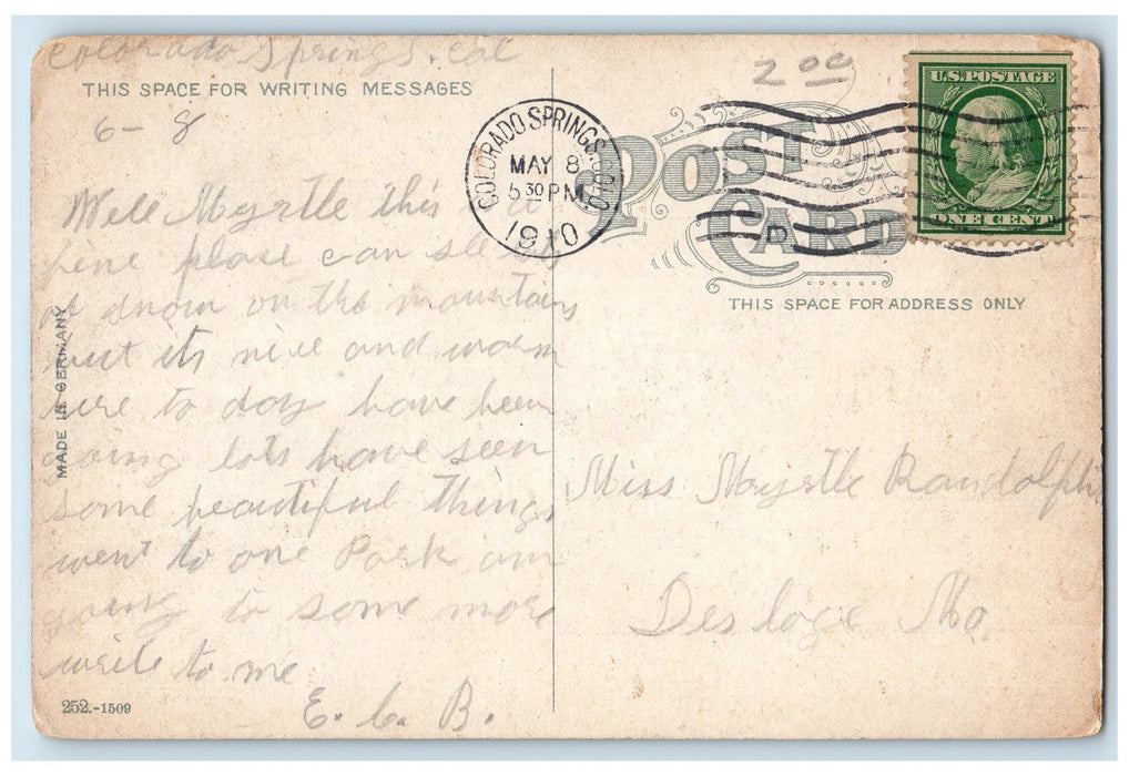 1910 Union Printers Home Flower Beads Building View Colorado Springs CO Postcard