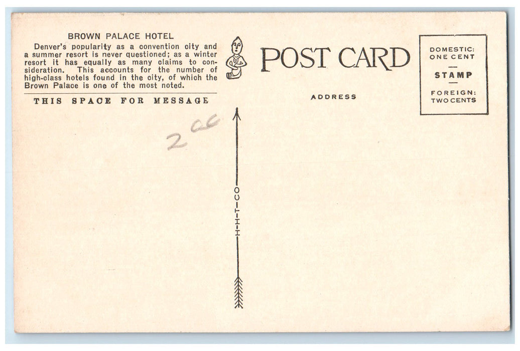 c1950's Brown Palace Hotel Restaurant Building View Denver Colorado CO Postcard