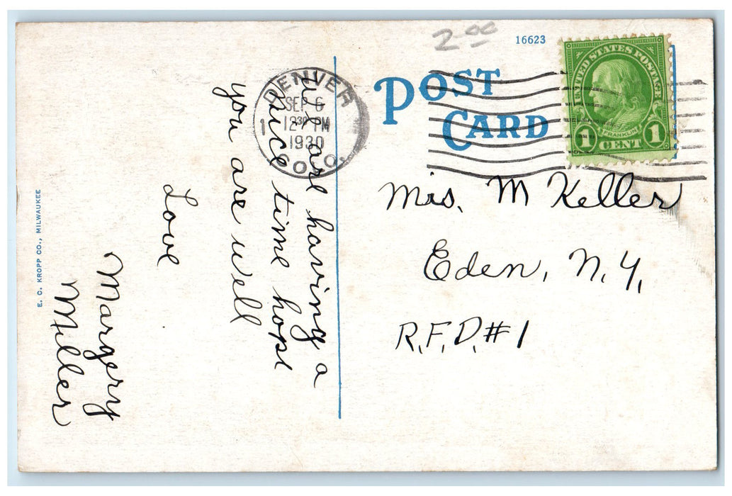 1930 The Onyx Lobby Brown Palace Hotel Restaurant Building Denver CO Postcard