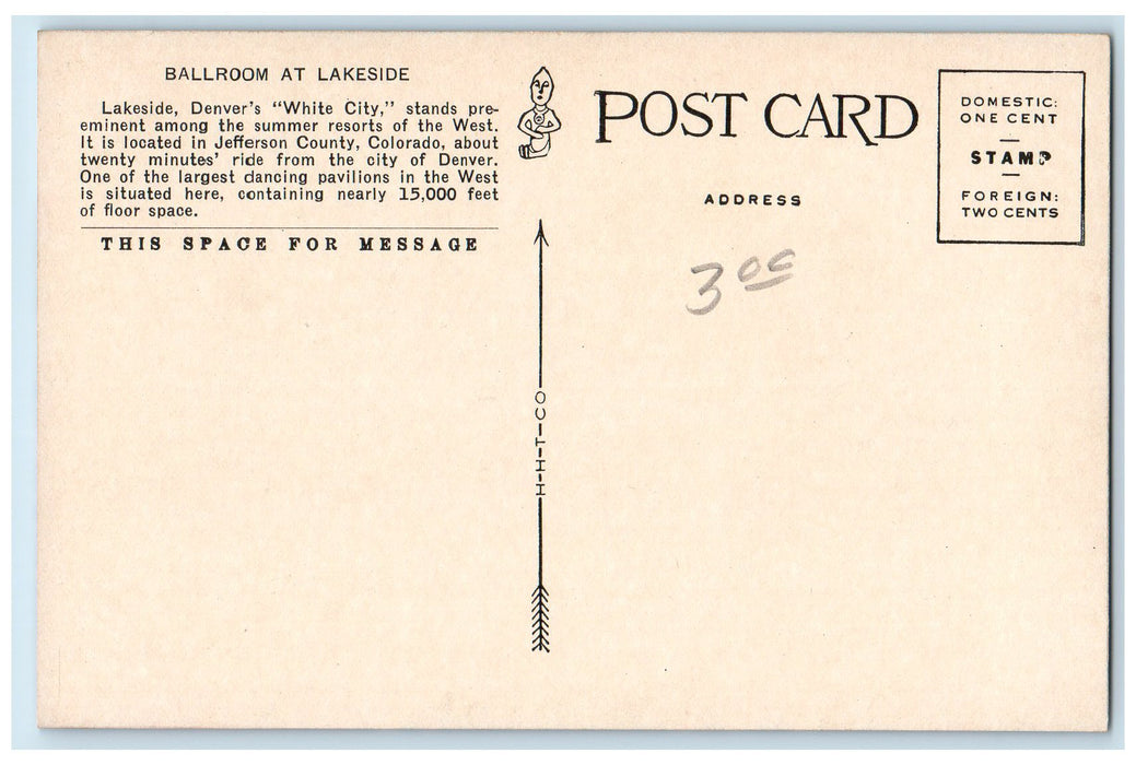 c1950's Ball Room At Lakeside Crowd Building White City Denver Colorado Postcard