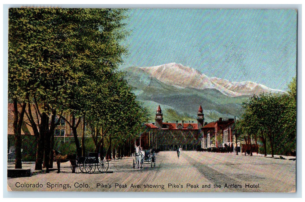 c1910's Pike's Peak Avenue Antlers Hotel Restaurant Building Denver CO Postcard