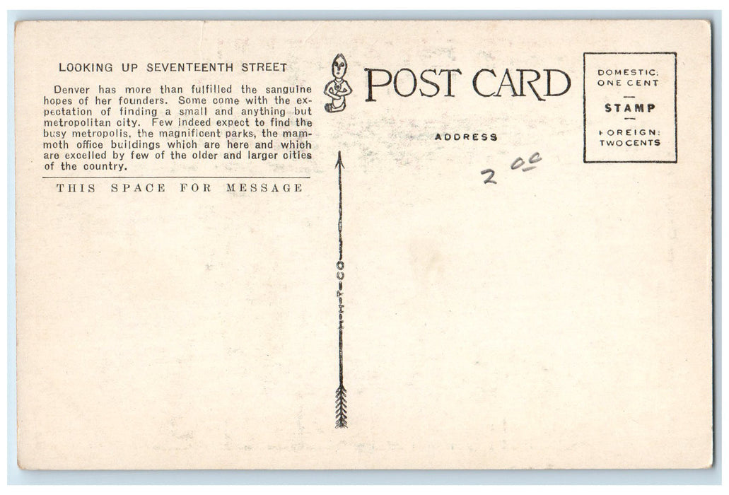 c1920 Seventeenth Street From Champa Street Building Railway Denver CO Postcard
