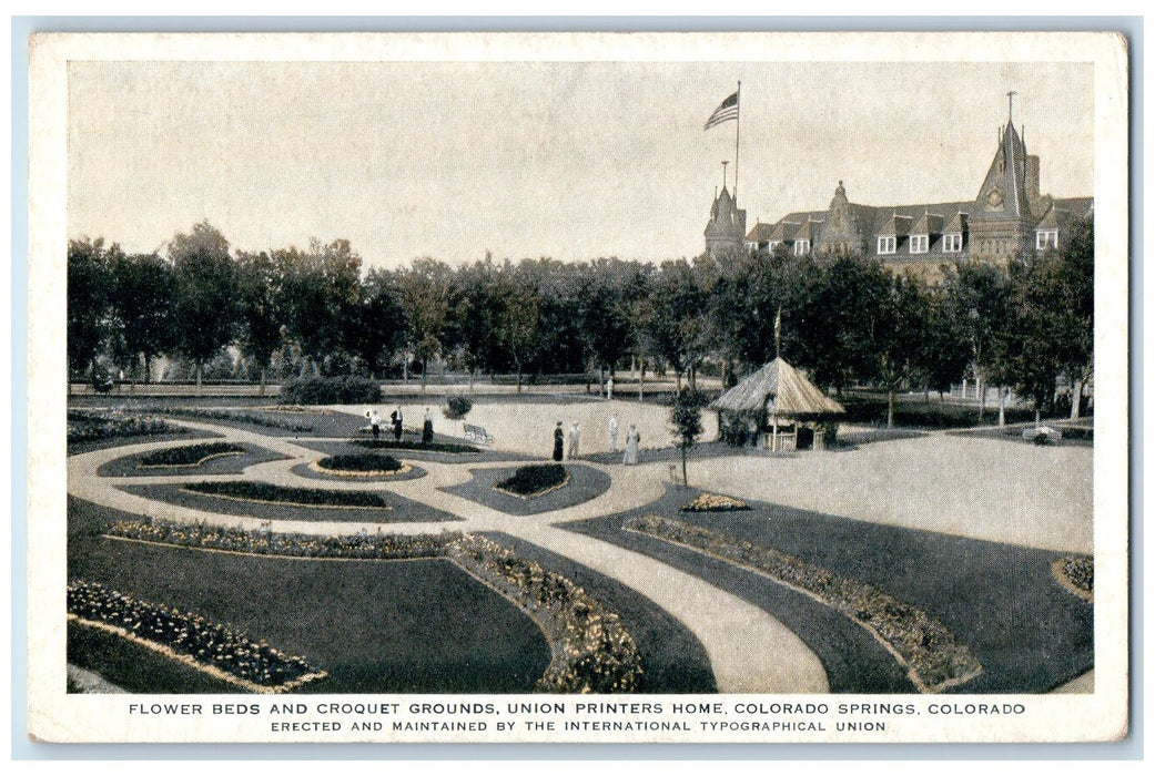 c1905 Flower Beads Grounds Union Printers Home View Colorado Springs CO Postcard
