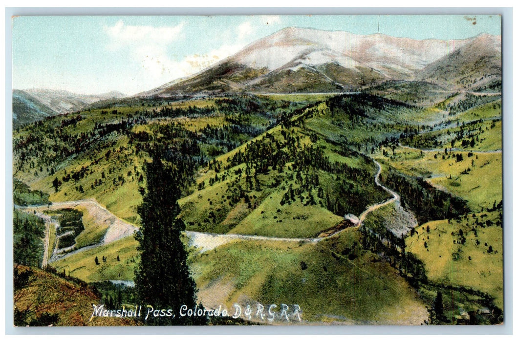 c1950 Marshall Pass D & RG Railroad Mountain Snowcapped Colorado CO Postcard